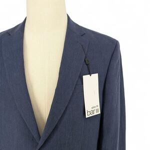 Bar Iii Mens Slim-Fit Linen Chambray Sport Coat Blazer Jacket Navy Blue 42S NWOT